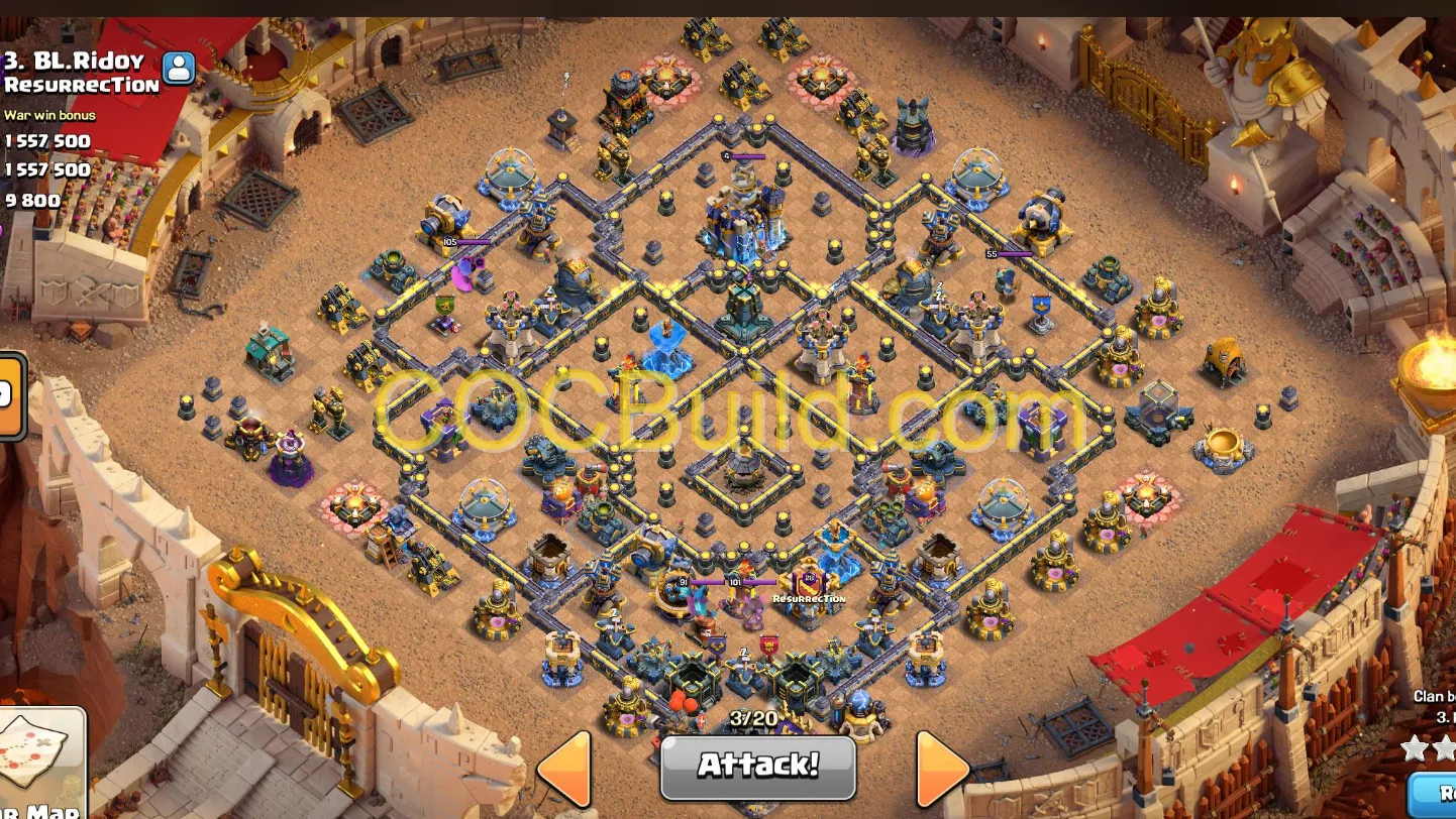 Town Hall Level 18 WAR / CWL Base